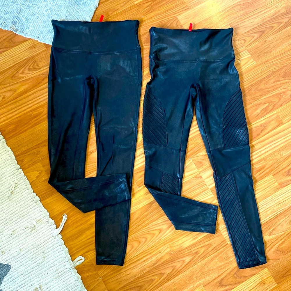 SPANX faux leather leggings bundle size large